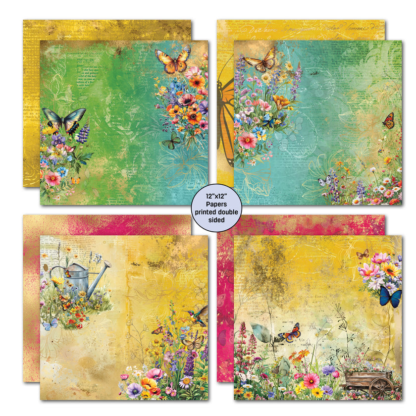 3Quarter Designs Fluttering Wings 12x12 Design Paper & Diecuts Set