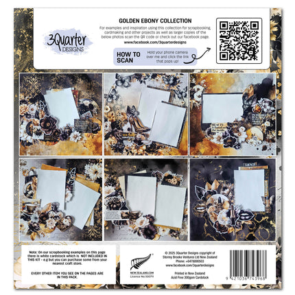 3Quarter Designs Golden Ebony 12x12 Design Paper & Diecuts Set