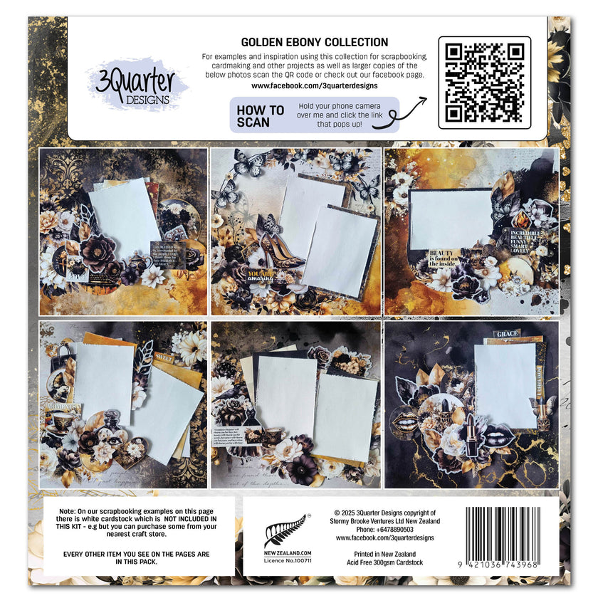 3Quarter Designs Golden Ebony 12x12 Design Paper & Diecuts Set