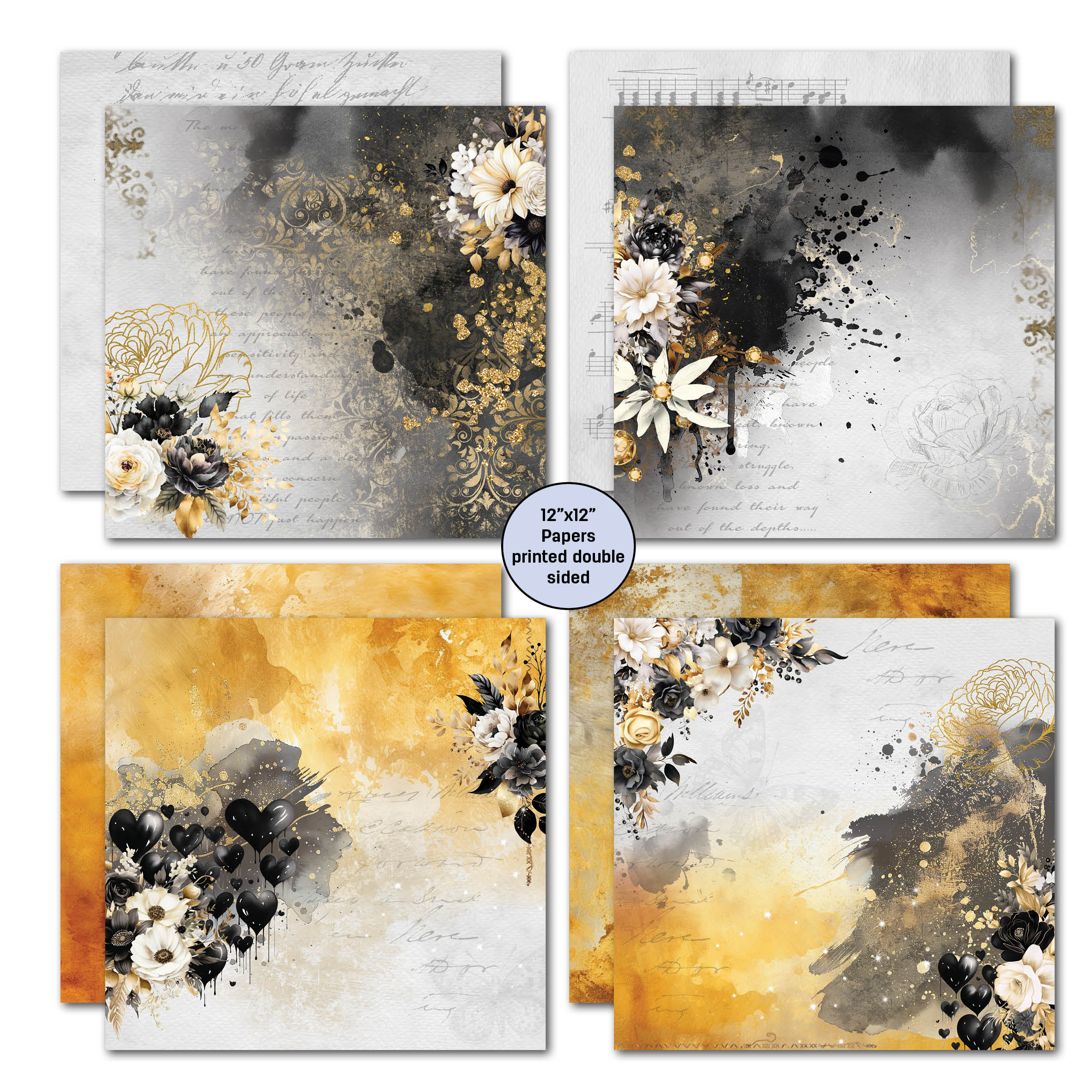 3Quarter Designs Golden Ebony 12x12 Design Paper & Diecuts Set