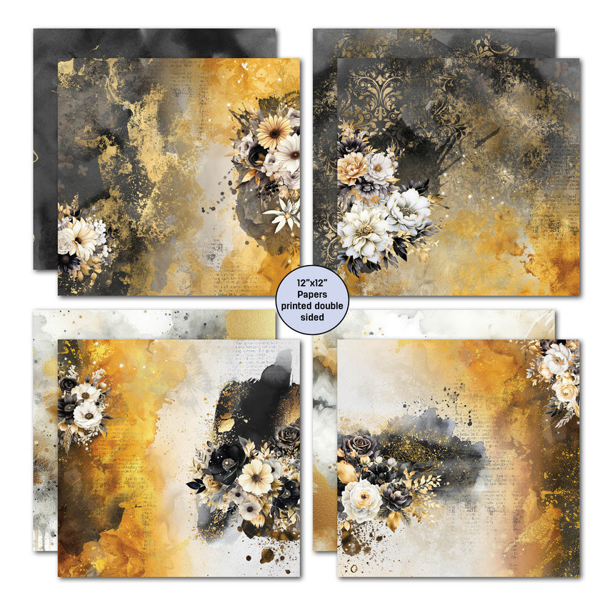 3Quarter Designs Golden Ebony 12x12 Design Paper & Diecuts Set