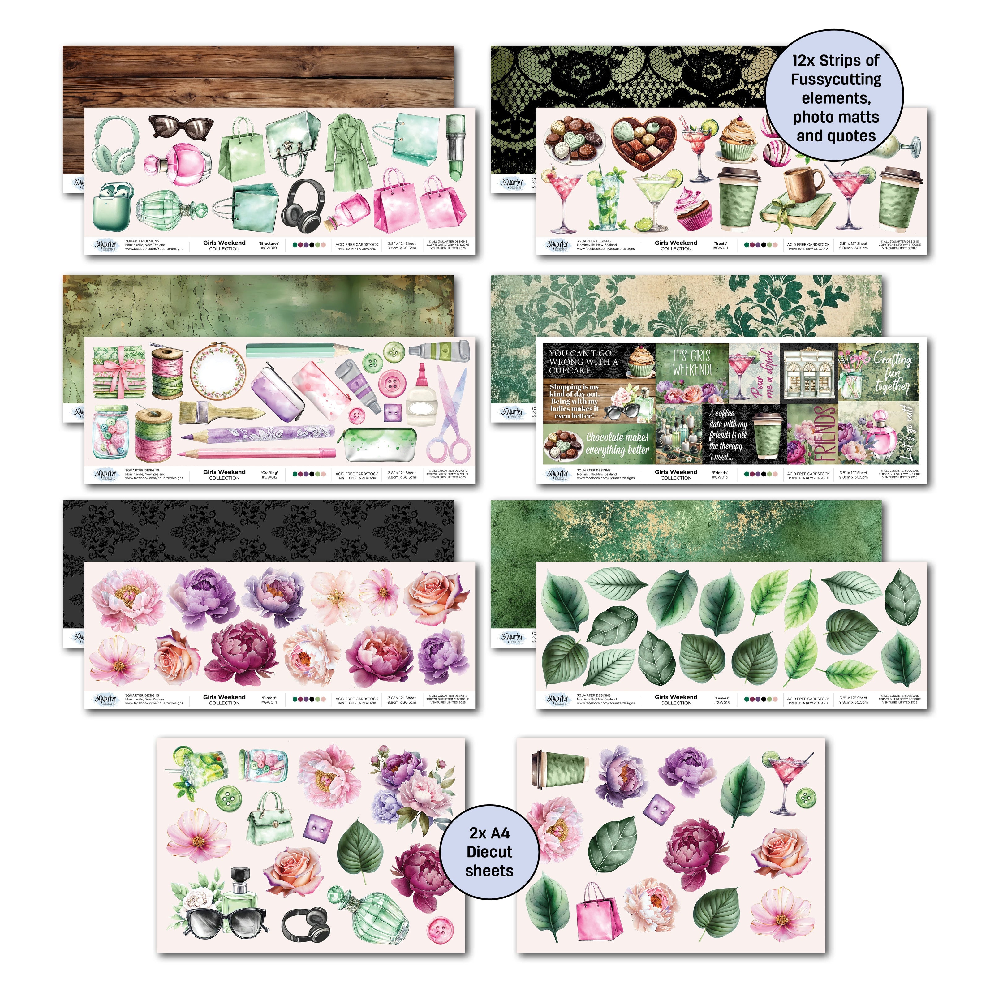 3Quarter Designs Girls Weekend 12x12 Design Paper & Diecuts Set