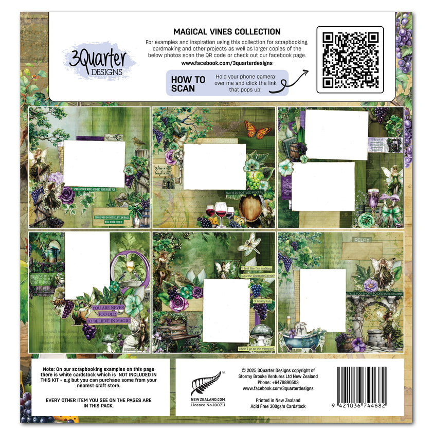 3Quarter Designs Magical Vines 12x12 Design Paper & Diecuts Set