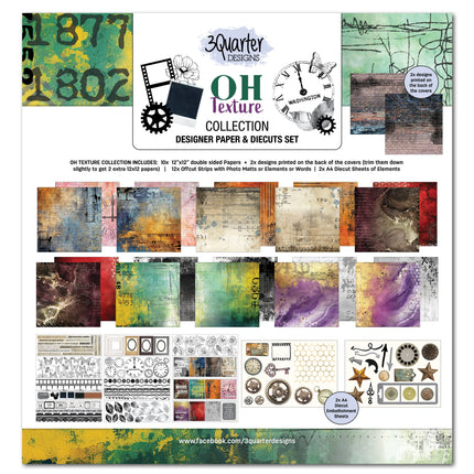 3Quarter Designs Oh Texture 12x12 Design Paper & Diecuts Set