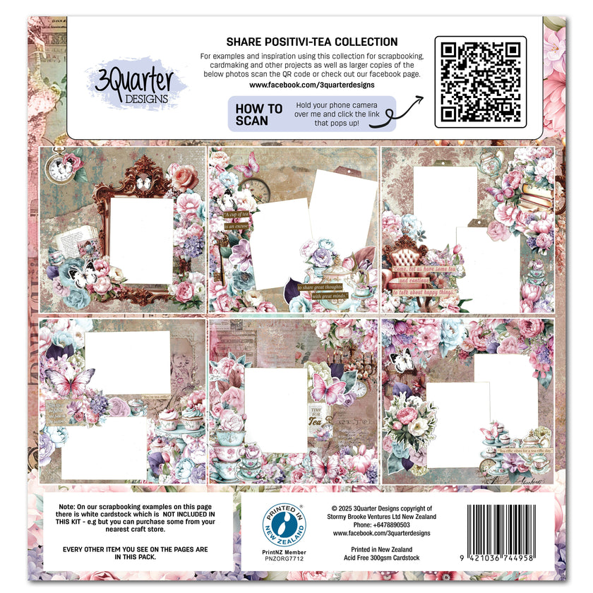 3Quarter Designs Positivi-Tea 12x12 Design Paper & Diecuts Set
