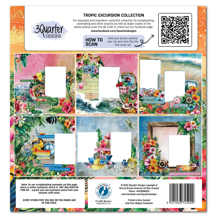 3Quarter Designs Tropic Excursion 12x12 Design Paper & Diecuts Set