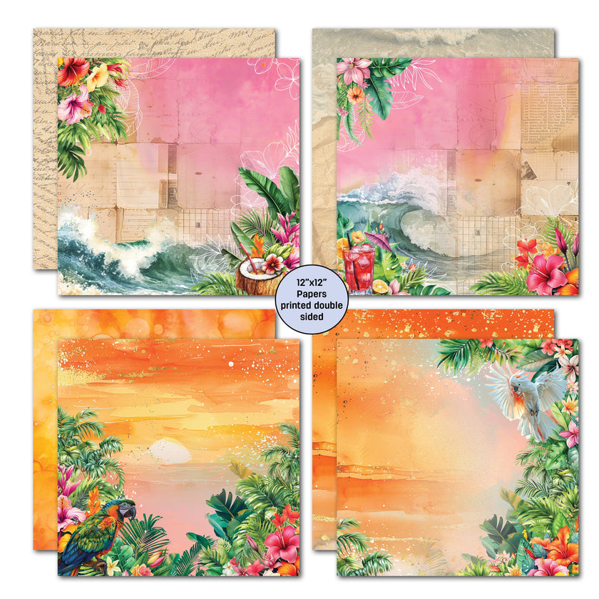 3Quarter Designs Tropic Excursion 12x12 Design Paper & Diecuts Set