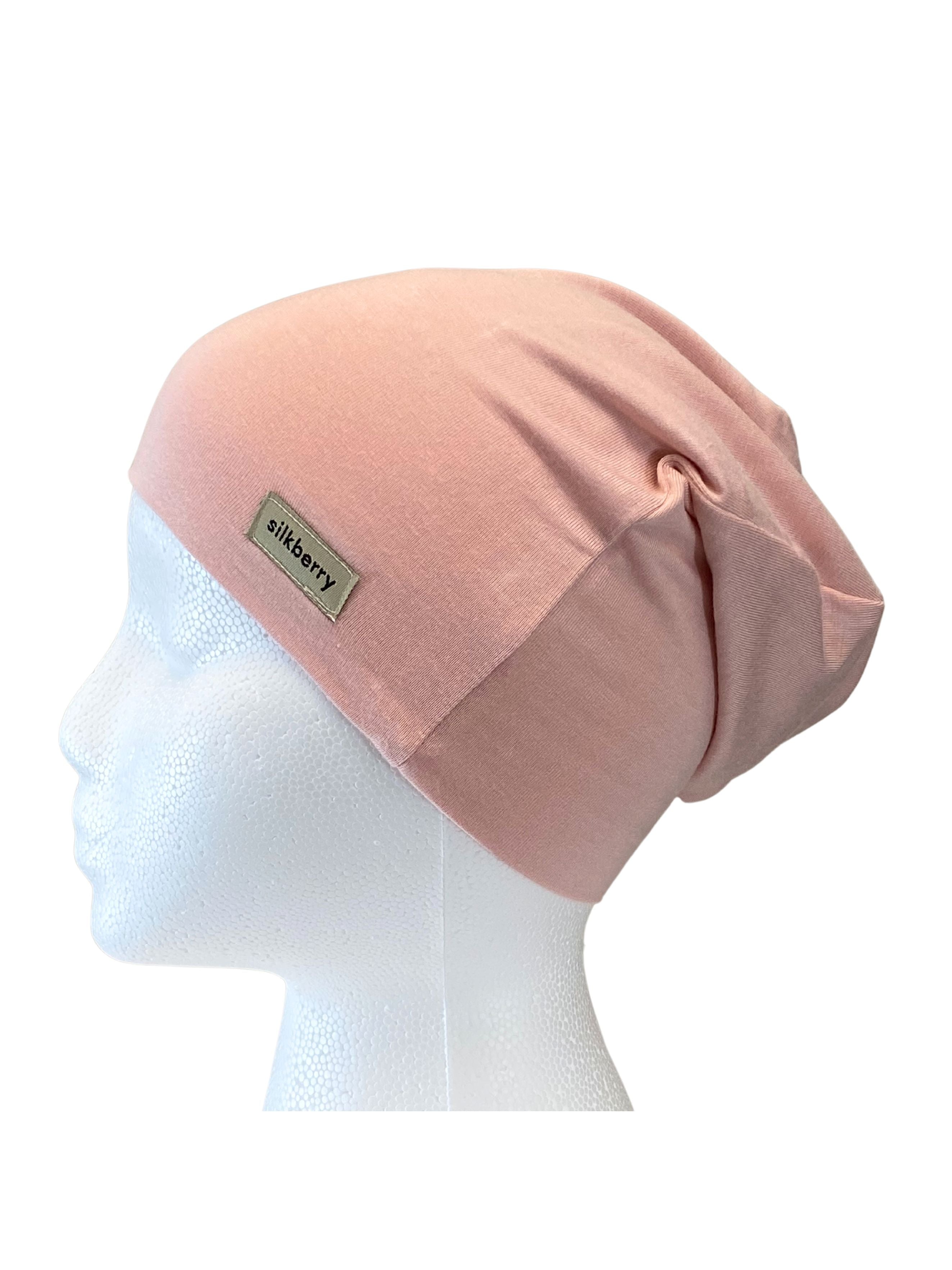 Bonnet en jersey de bambou, style slouchy (rose thé)