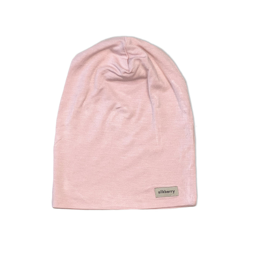 Bonnet en jersey de bambou, style slouchy (rose thé)