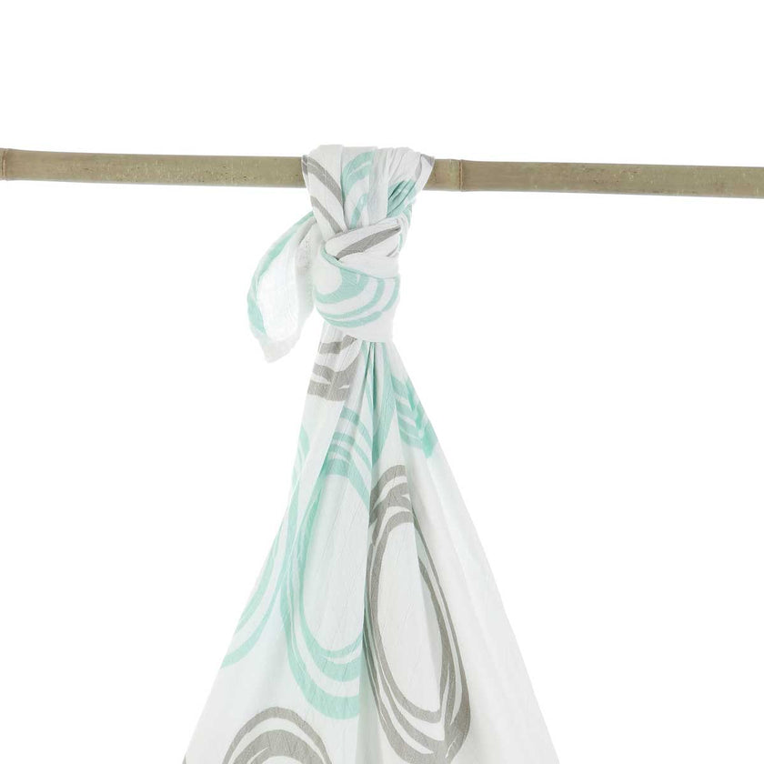 Bamboo Muslin Swaddle Whirlpool Print Seafoam