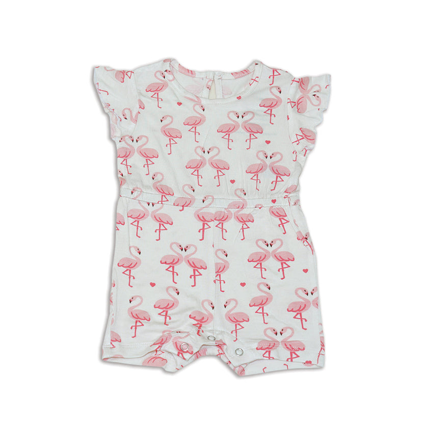Bamboo Ruffle Sleeve Coverall (Flamingo Love Print)