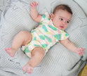 Combinaison à manches bouffantes en bambou (imprimé palmier tropical)