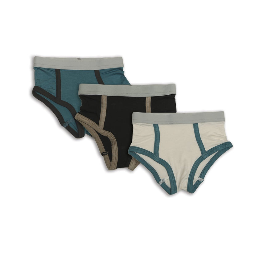 Lot de 3 caleçons en bambou pour garçon (Forêt bleue/Plume/Navire pirate)
