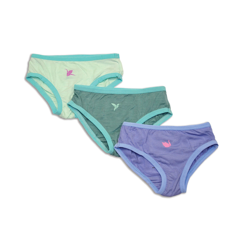 Lot de 3 culottes bikini en bambou pour filles (Minéral/Oeuf de Pâques/Baie)