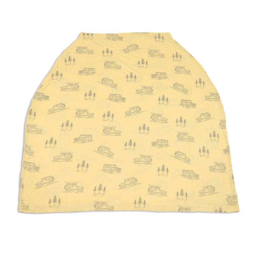 Couverture et poncho d'allaitement en bambou (motif Off Road)