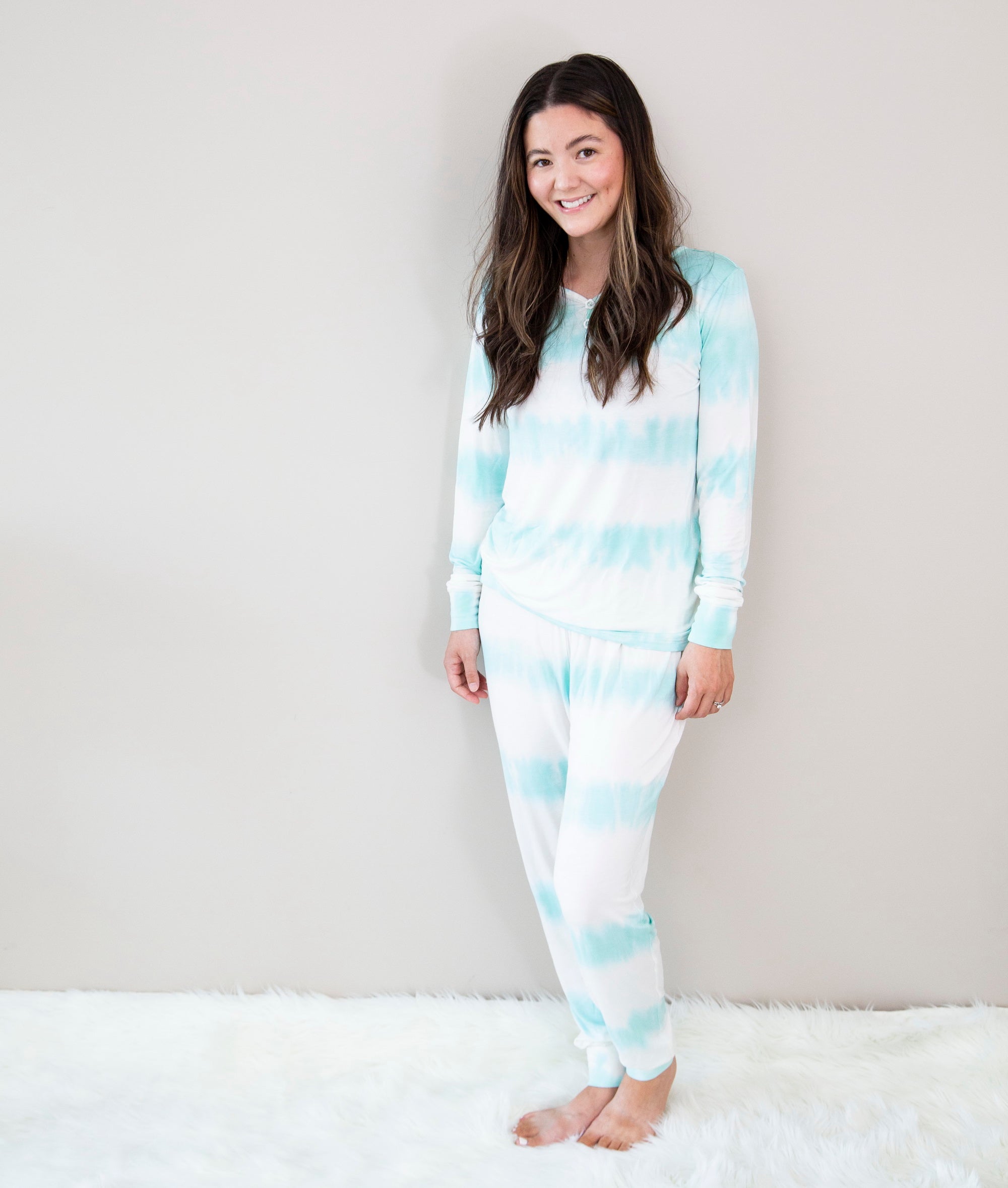 Ensemble de pyjama en bambou pour femme (rayures tie-dye)