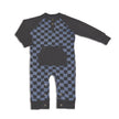 Combinaison à manches longues en bambou avec poche kangourou (motif Check It Out)