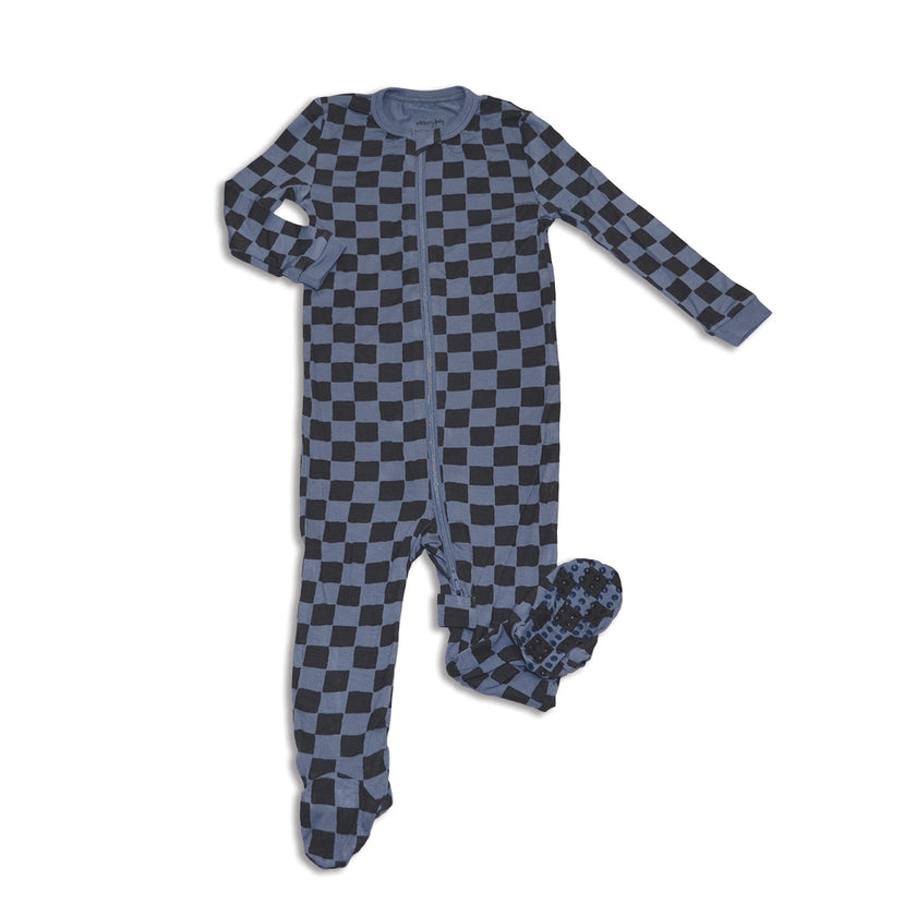 Bamboo Zip Up Footies (Check It Out Print)