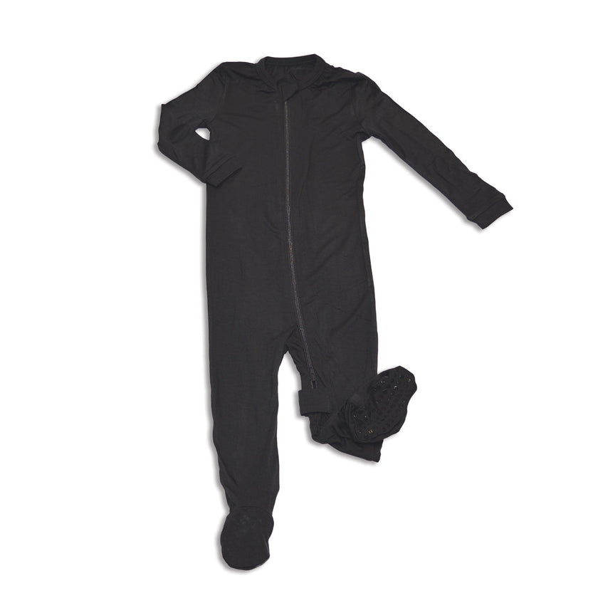 Bamboo Zip Up Footies (Asphalt)