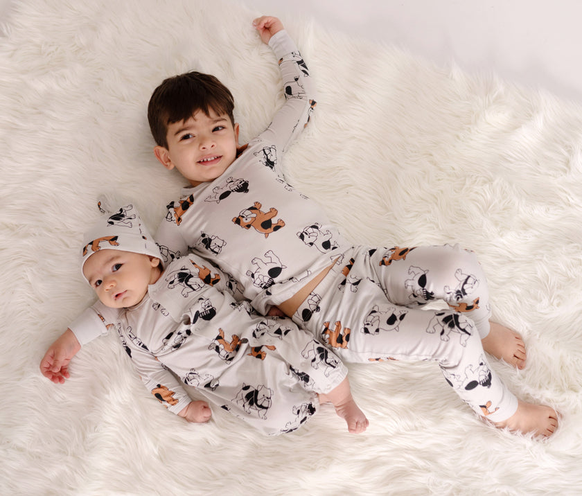 Chapeau en nœud de bambou (motif Bulldog Cozy)
