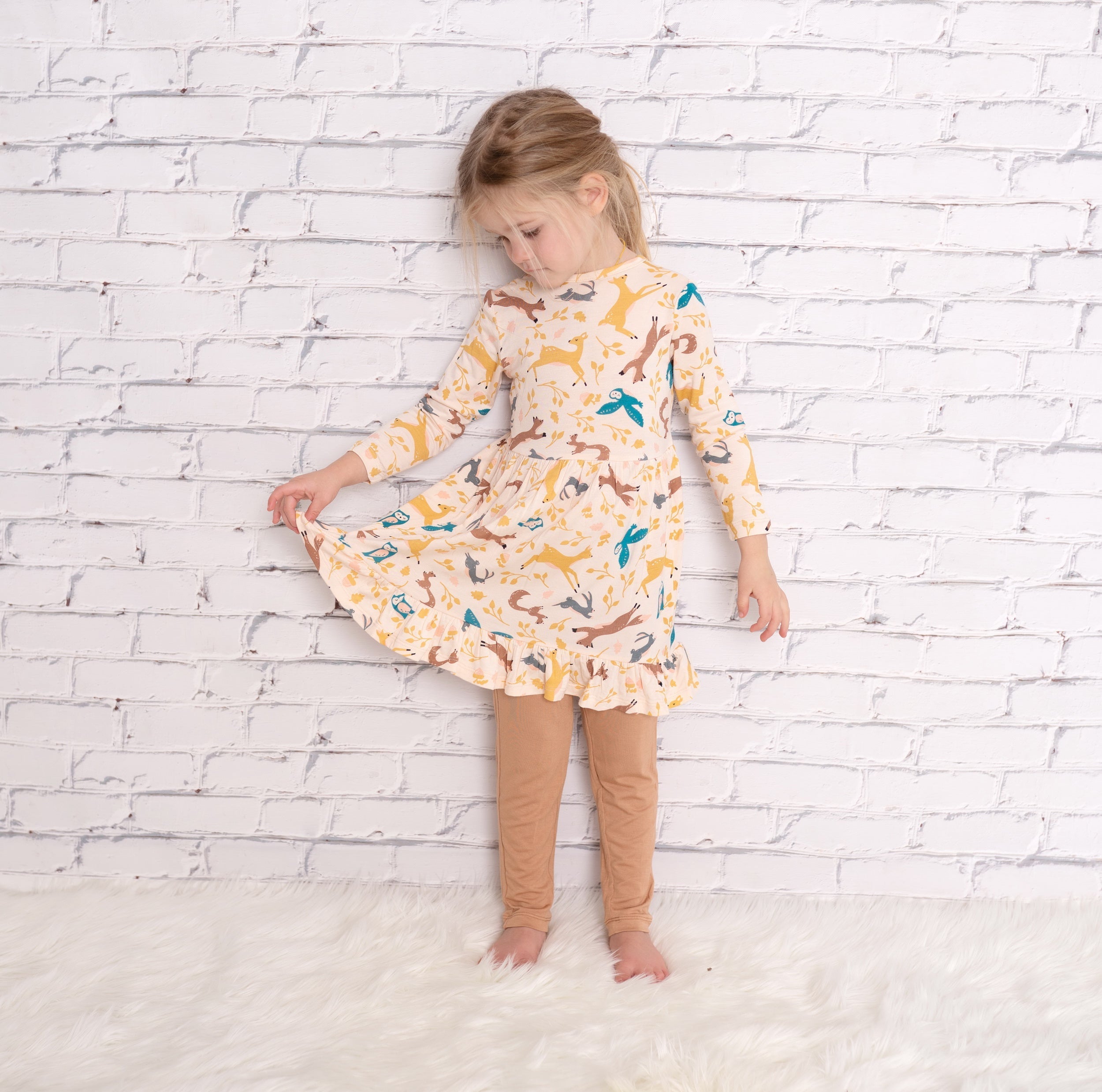 Bamboo Jersey Dress with Bloomer (Woodland Frolic Print)