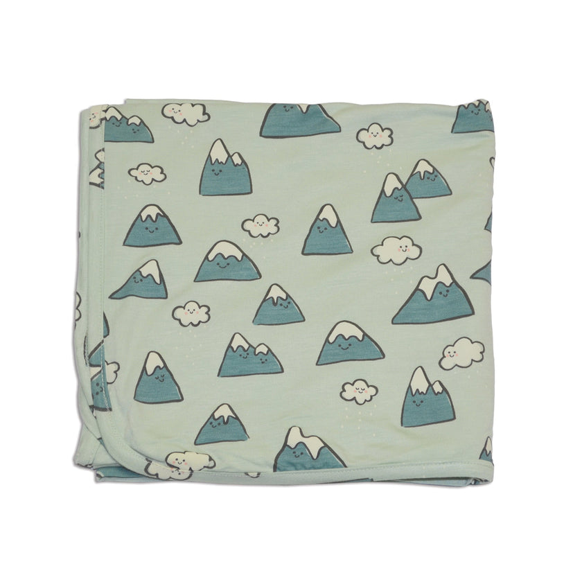 Couverture d'emmaillotement en bambou (motif Montagnes Rocheuses enneigées)