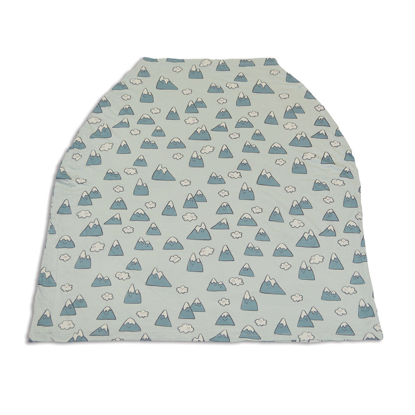 Couverture et poncho d'allaitement en bambou (motif Snowy Rockies)