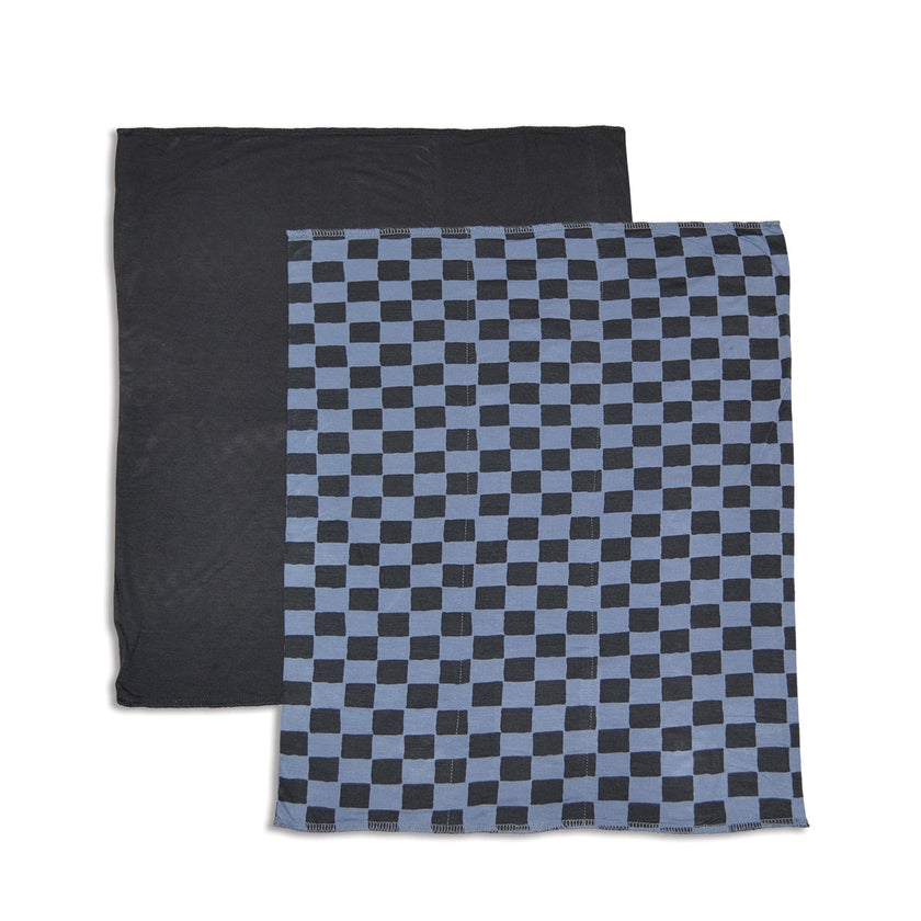 Lot de 2 bavoirs en bambou (motif Check It Out/Asphalte)
