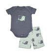 Bamboo Short Sleeve Onesie & Short Set (Flint/Yin Yang Seals Prt)