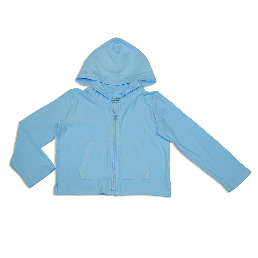 Sweat à capuche zippé en bambou avec poche kangourou (Bleu bonbon)