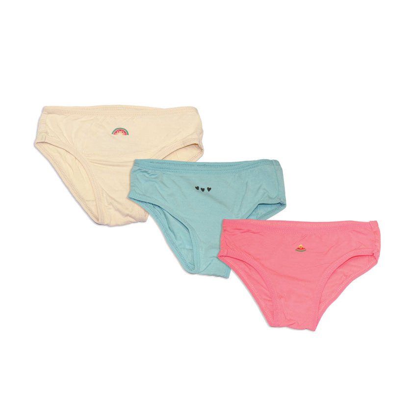 Lot de 3 culottes bikini en bambou pour filles (jus de citron rose/brillant/sable doux)