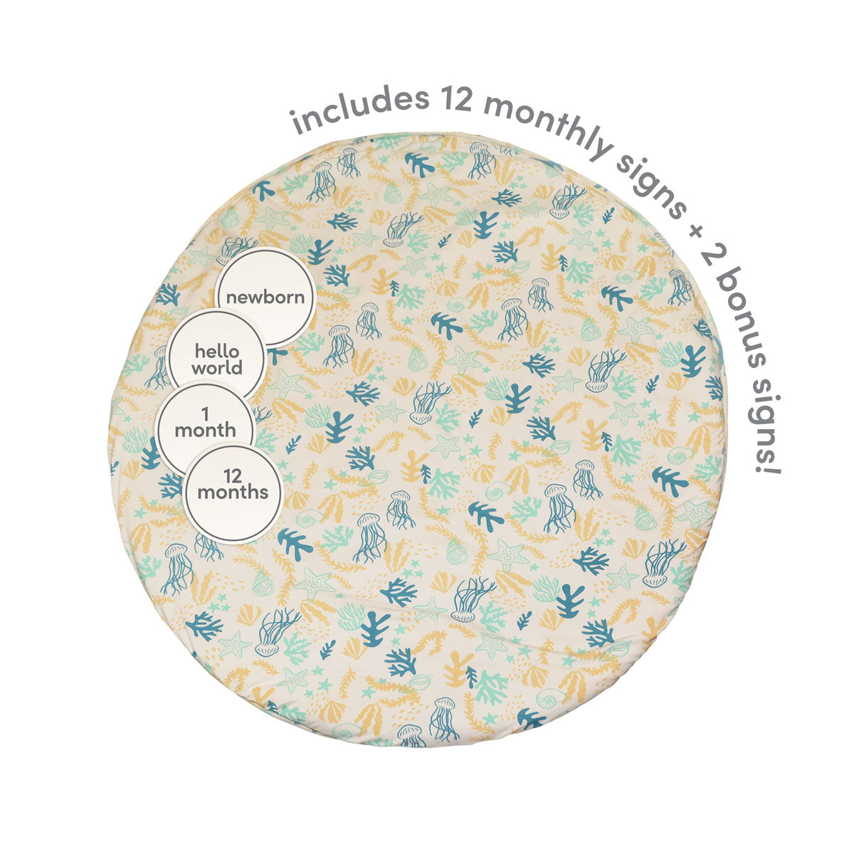 Tapis de jeu en bambou et ensemble de cartes de signalisation mensuelles (impression de récif)