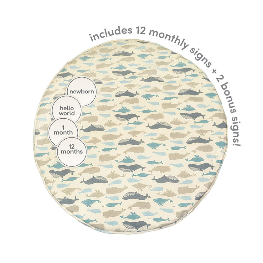 Bamboo Playmat & Monthly Sign Card Set (Whale of a Time Print)