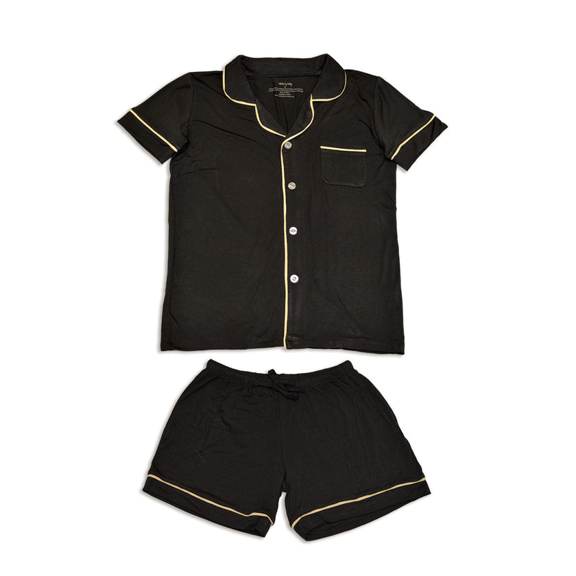 Pyjama pour femme en bambou à manches courtes et col montant, avec short (bateau pirate)