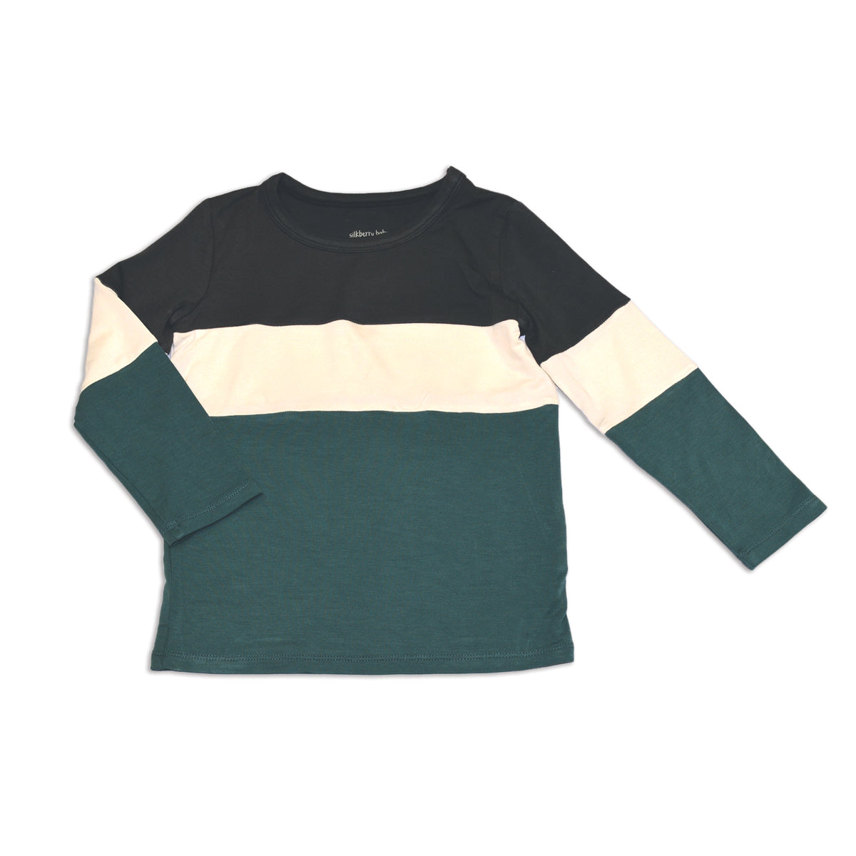 T-shirt à manches longues en bambou à blocs de couleur (bateau pirate/plume/pin)