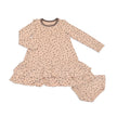 Robe en jersey de bambou à volants avec culotte (Motif cœurs gribouillés)