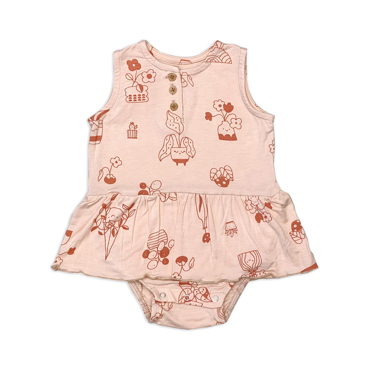 Body à jupe en bambou (Motif Plantastic)