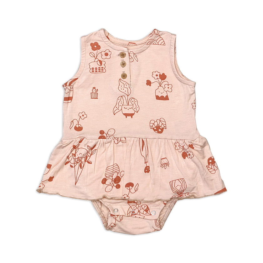 Body à jupe en bambou (Motif Plantastic)