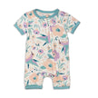 Bamboo Short Sleeve Zippy Romper (Hummingbird Garden Print)