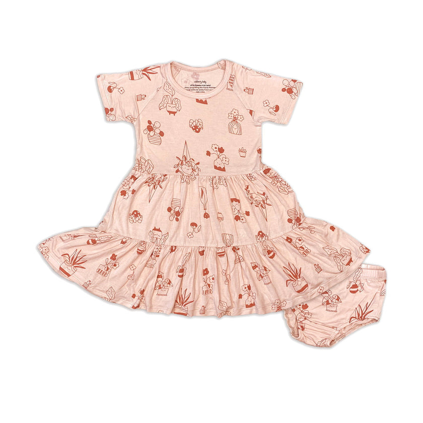 Robe en jersey de bambou à plusieurs niveaux avec culotte intégrée (motif Plantastic)