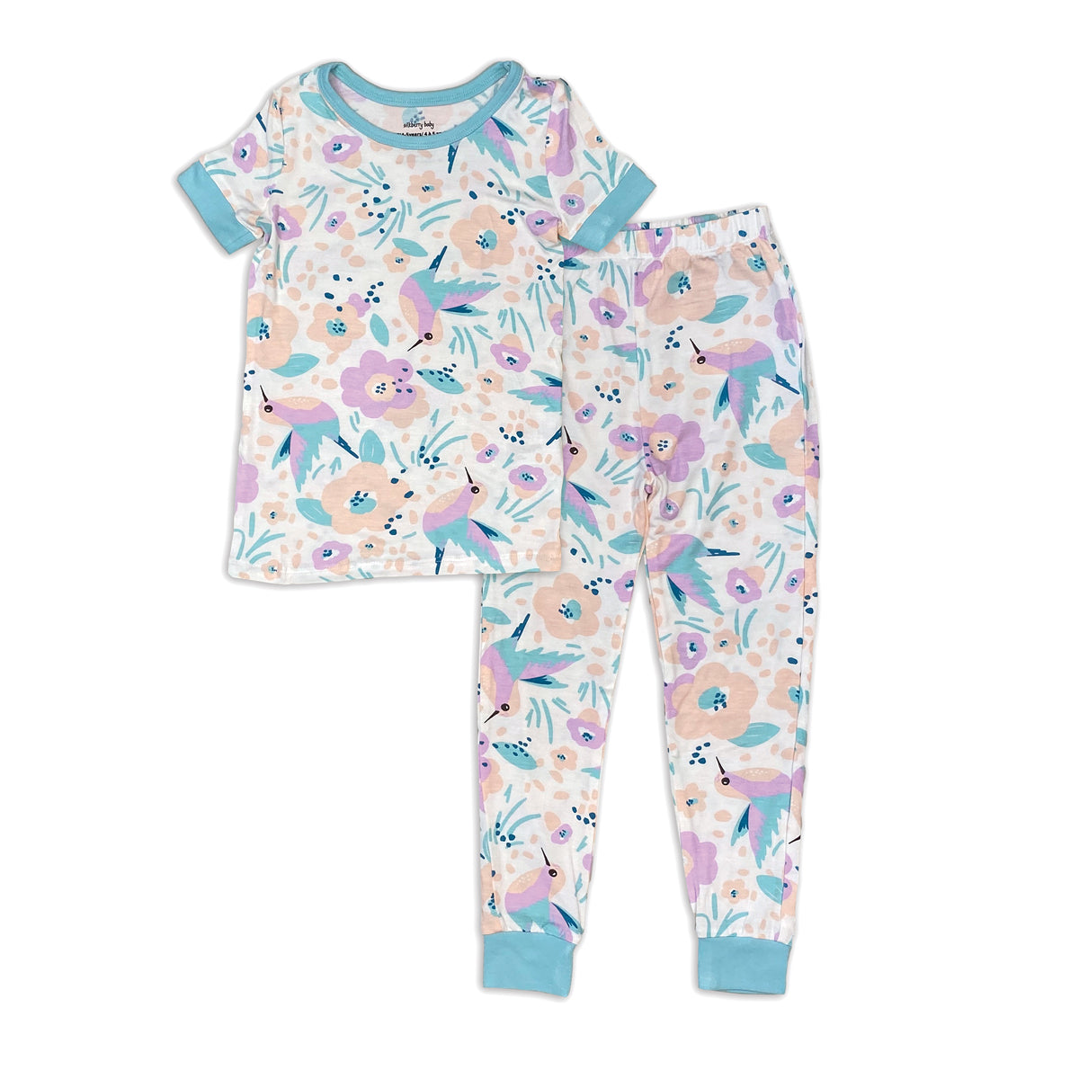 Ensemble de pyjama en bambou à manches courtes (motif jardin aux colibris)