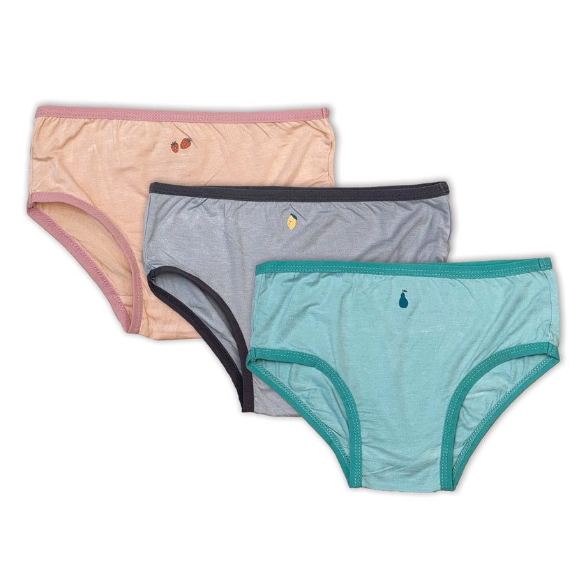 Bamboo Girls Bikini Underwear 3 pack (Cotton Candy/Blossom/Shadow)