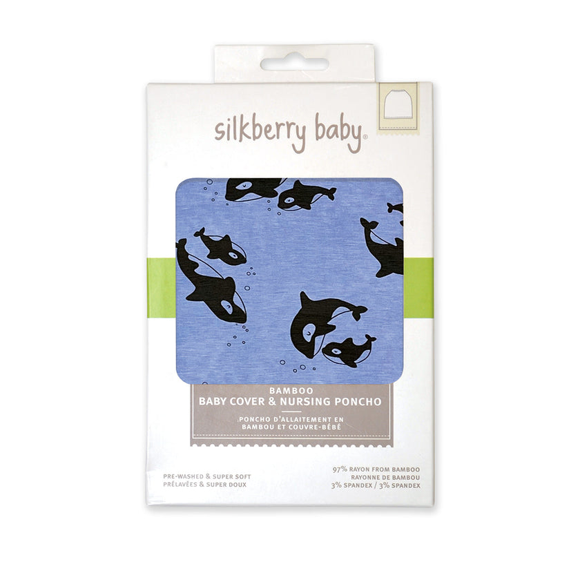 Couverture pour bébé en bambou et poncho d'allaitement (motif orque)