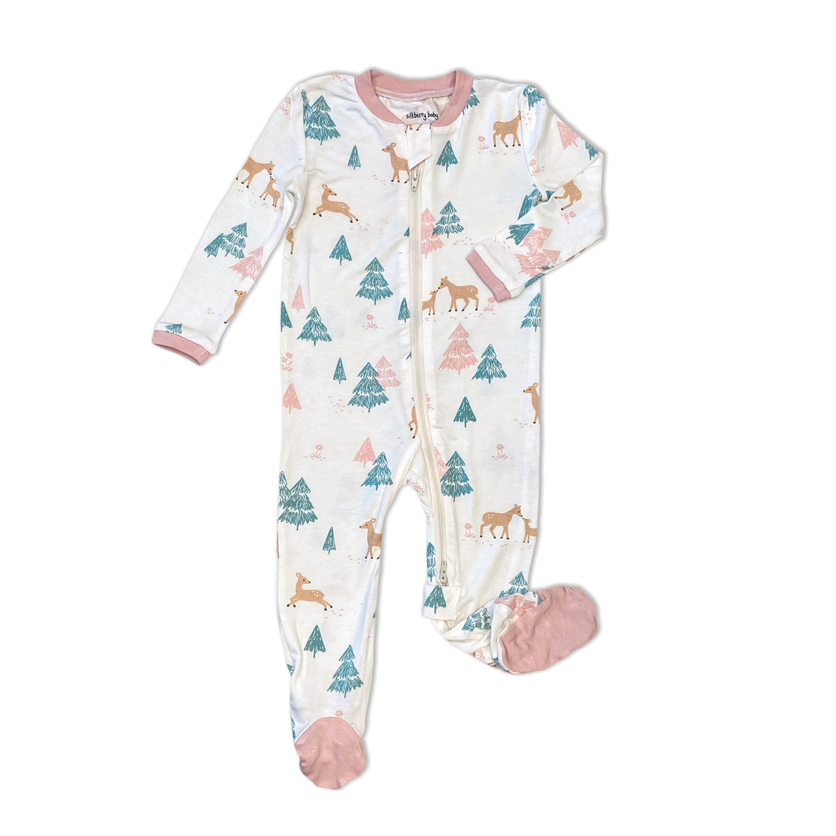Chaussons en bambou avec fermeture éclair double sens (motif forêt de cerfs)
