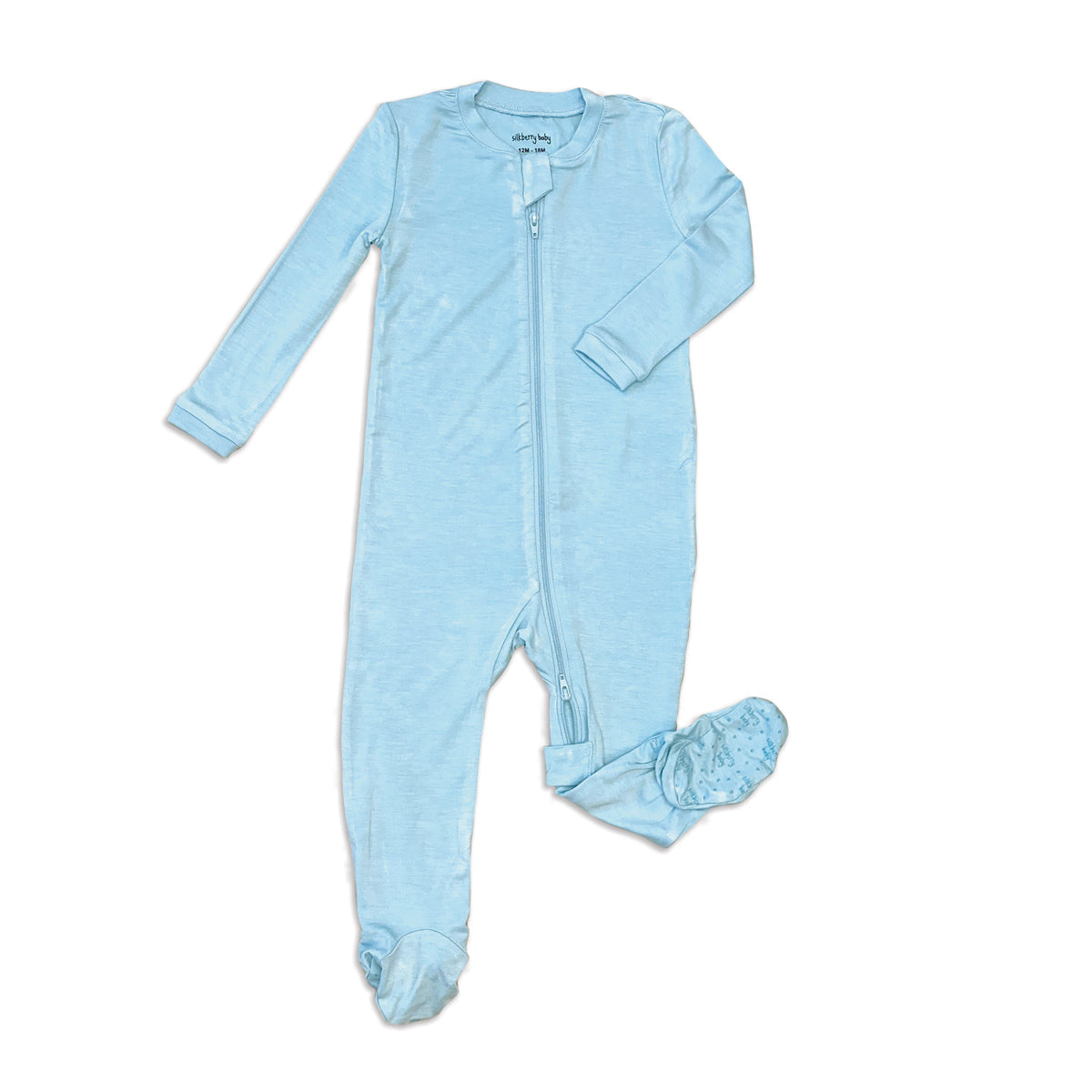 Chaussons en bambou avec fermeture éclair double sens (bleu ciel)