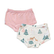 Lot de 2 shorts en bambou pour filles (motif forêt de cerfs/rose thé)