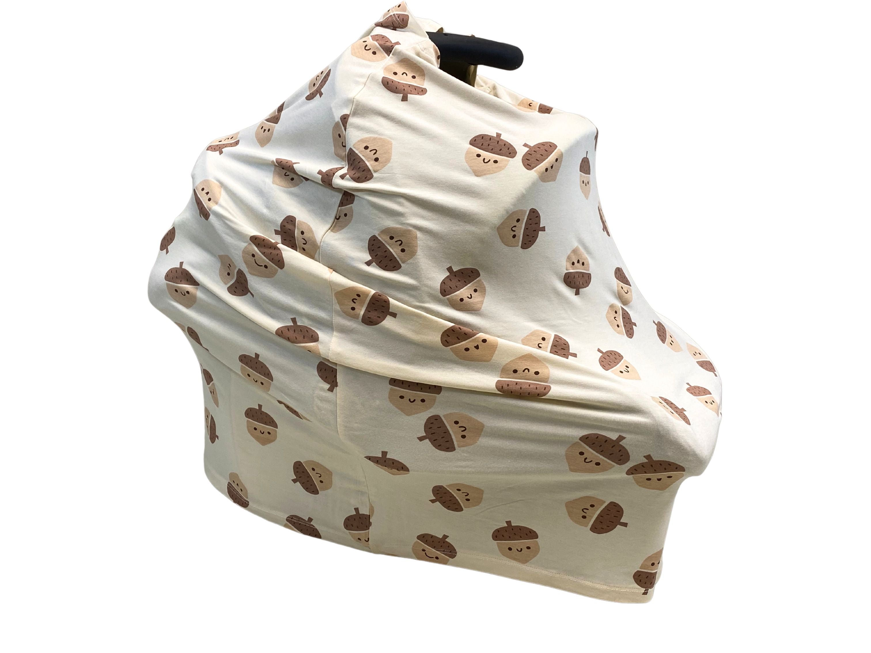 Couverture et poncho d'allaitement en bambou (motif Acorn Pals)
