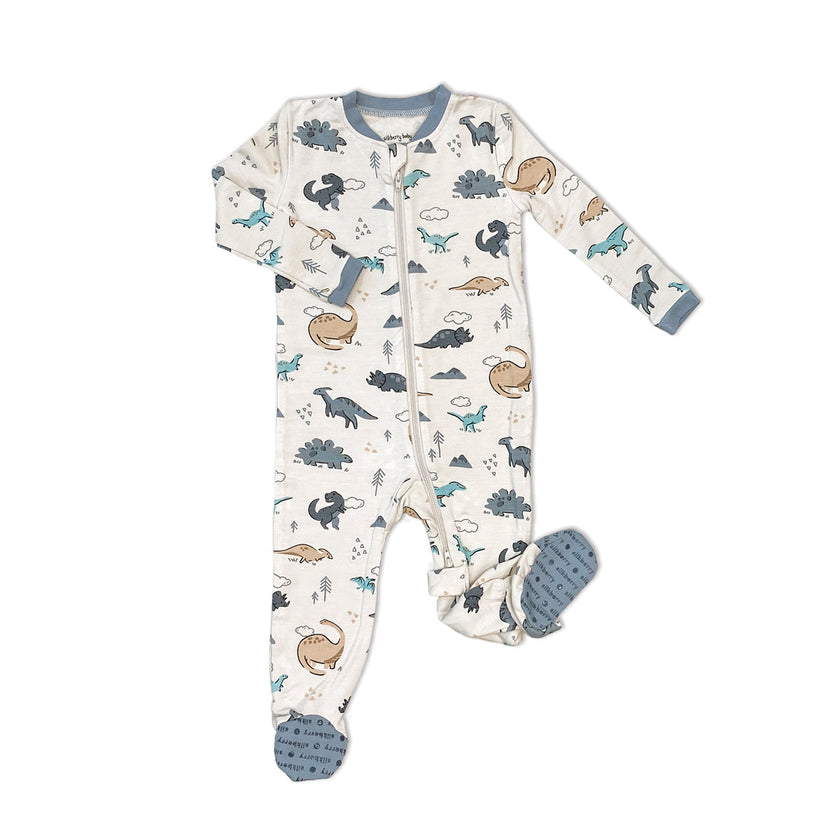 Pyjama en polaire de bambou avec fermeture éclair double sens (motif Dino Delight)