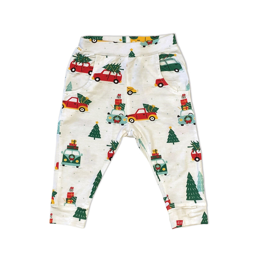 Pantalon de jogging en bambou (imprimé voitures de Noël joyeuses)