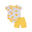 Combinaison à volants en bambou et leggings au genou (Motif poussin/banane)